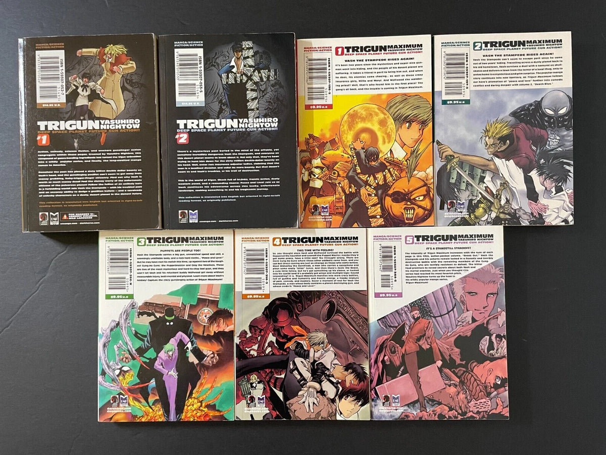 Trigun Manga Volumes 1-2 and Trigun Maximum Volumes 1-5 English Authentic