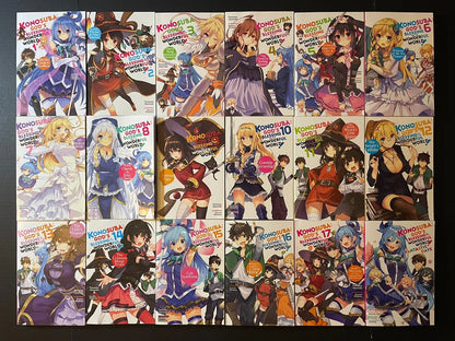 Konosuba Light Novel Volumes 1-17 + Bonus Novel Fantastic Days Brand New English