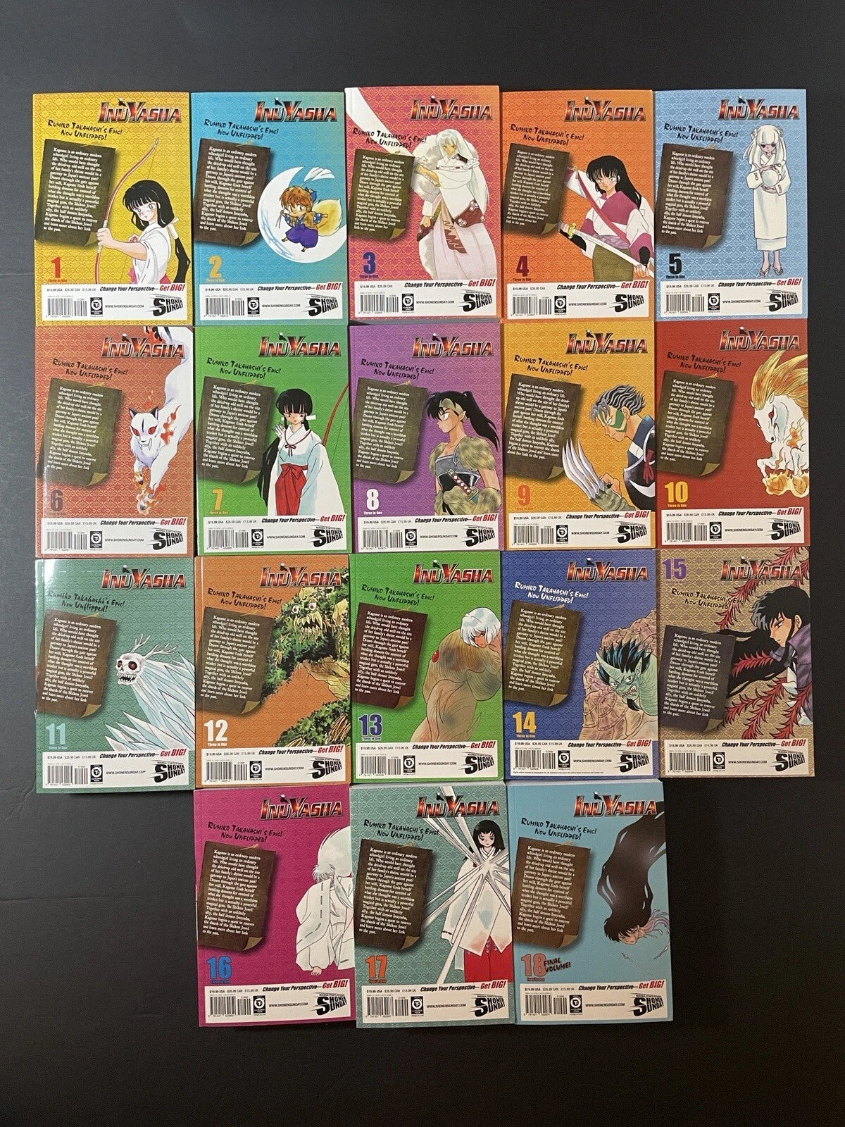 Inuyasha Vizbig Manga Volumes 1-18 Complete Set Brand New English US Authentic