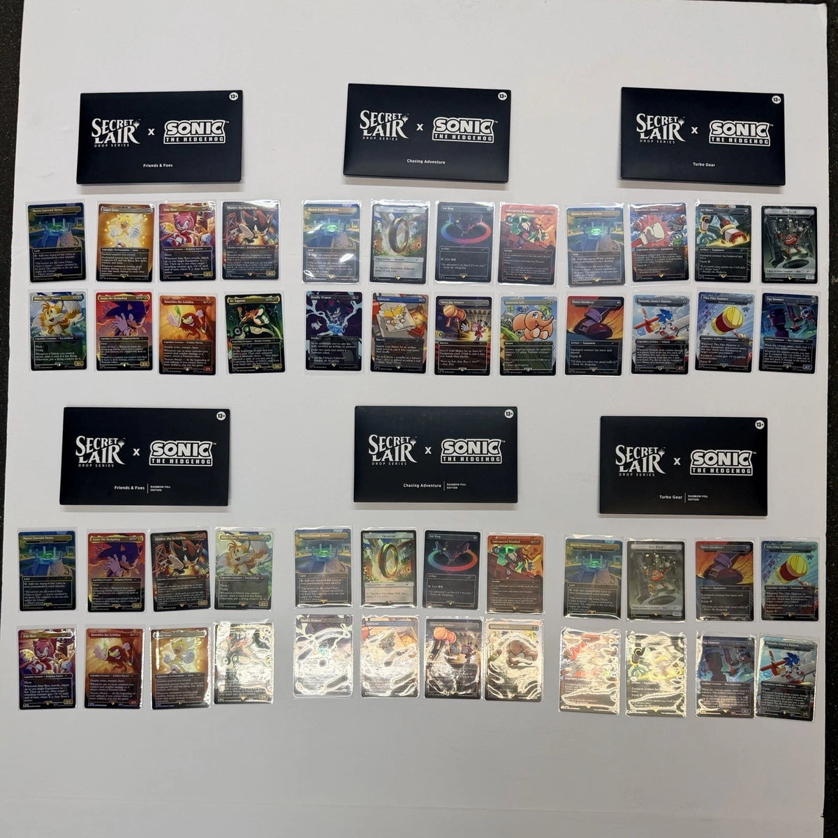 MTG Secret Lair Drop Sonic the Hedgehog Rainbow Foil + Non Foil Complete Opened
