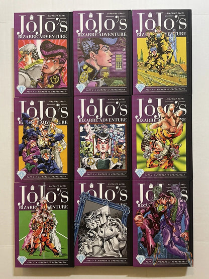 Jojo’s Bizarre Adventure Manga Hardcover Part 4 Volumes 1-9 English Authentic